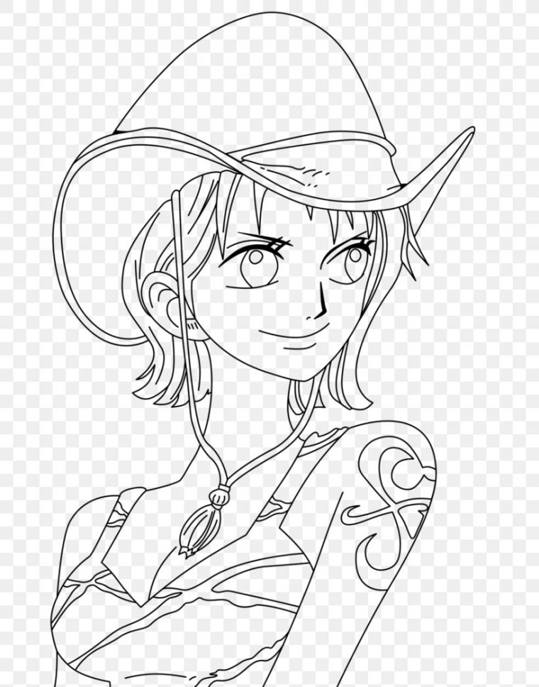 Line Art One Piece Nami Drawing Portgas D. Ace, Png dedans Coloriage One Piece Nami