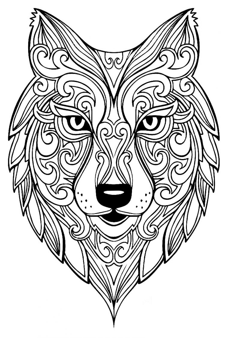 Loup 2 – Loups – Coloriages Difficiles Pour Adultes avec Dessin Tête De Loup