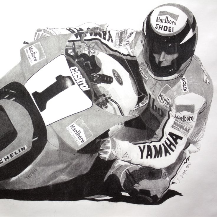 Pencil Drawing. Moto Gp Racer. Wayne Rainey. By Jimmy Anaya dedans Dessin Moto Gp