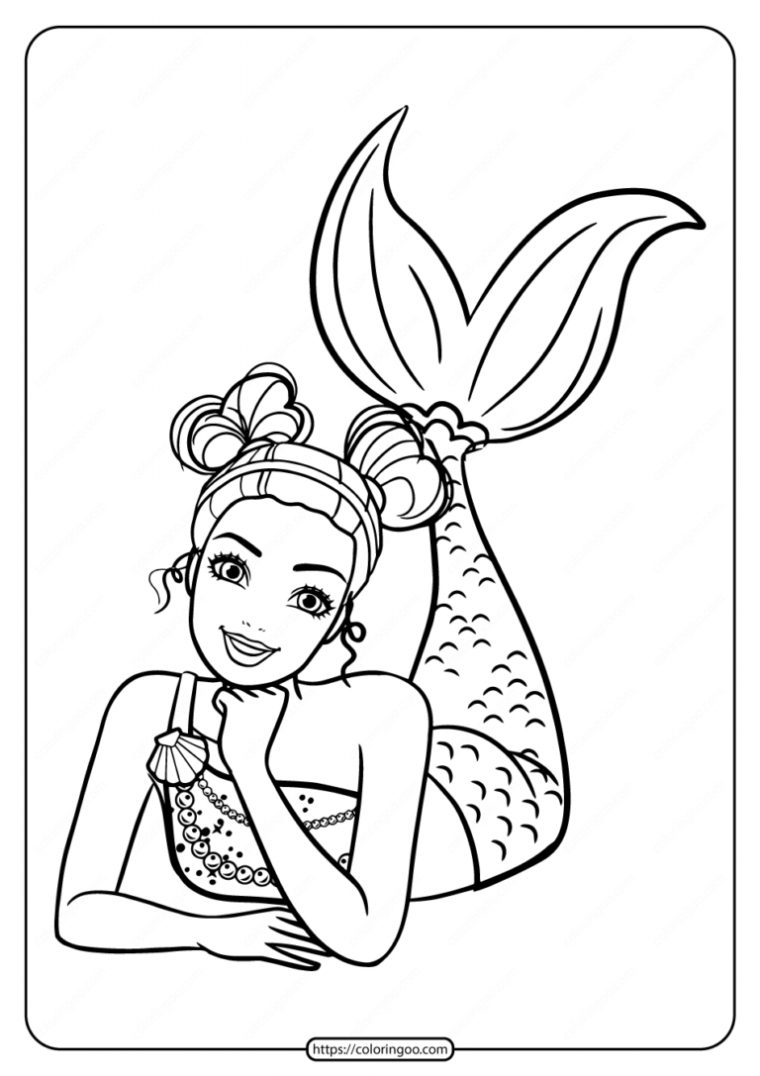 Printable Cute Barbie Mermaid Coloring Pages avec Coloriage Barbie Surf