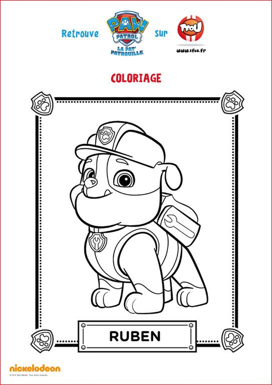 Ruben - Paw Patrol - Paw Patrol - Tfou | Coloriage, Pat pour Tfou Coloriage