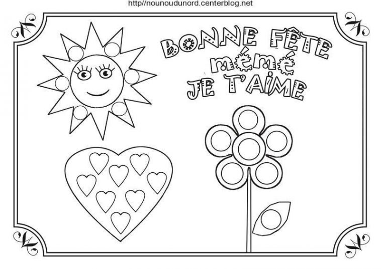 Soleil, Fleur,Coeur, Bonne Fête Mamie Coloriage Et Gommettes tout Dessin Joyeux Anniversaire Mamie