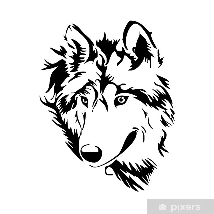 Sticker Vecteur De Croquis De Tête De Loup • Pixers à Dessin De Tête De Loup