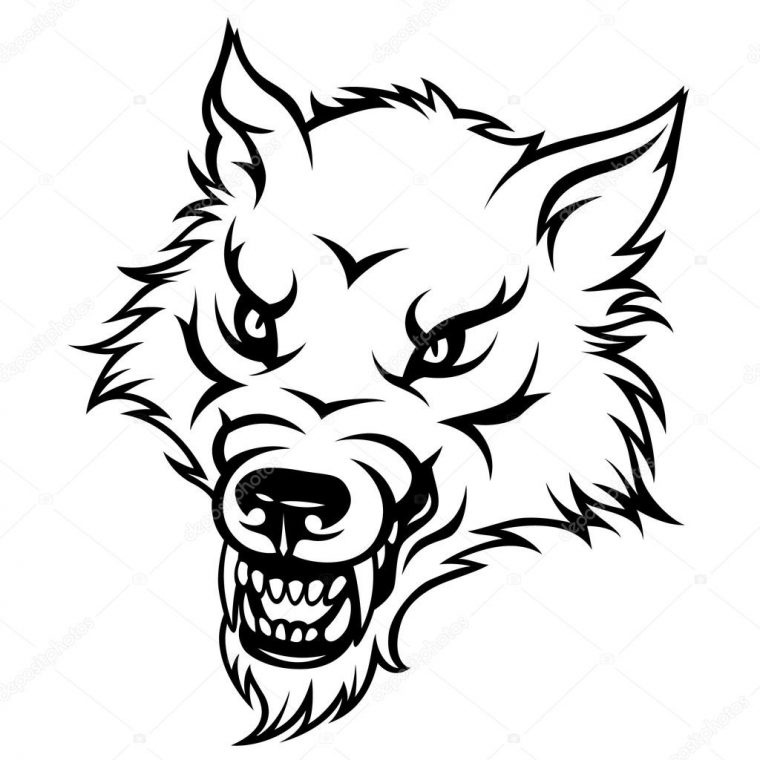 Tête De Loup Agressif — Image Vectorielle #67238259 encequiconcerne Dessin Tête De Loup