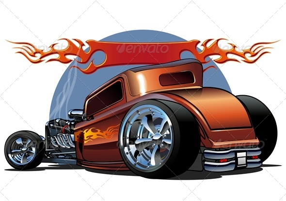 Vector Retro Cartoon Hotrod By Mechanik | Graphicriver intérieur Dragster Dessin