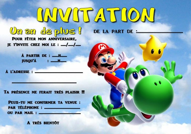 5 Ou 12 Cartes Invitation Anniversaire Mario Ref 298 | Ebay encequiconcerne Cartes Invitation Anniversaire Gratuites À Imprimer