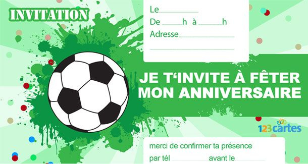 6 Invitations Anniversaire Football | 123 Cartes intérieur Invitation Anniversaire Garçon