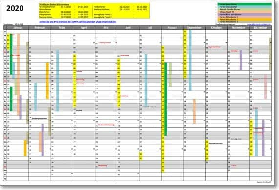 Amv-Jahreskalender 2020 | Alle-Meine-Vorlagen.de encequiconcerne Jahreskalender Zum Eintragen