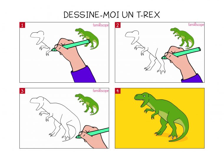 Apprendre À Dessiner Un T-Rex En 3 Étapes concernant Dessin Pokemon Etape Par Etape