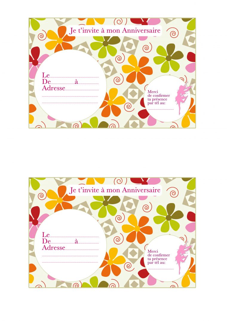 Assortiment De Fleurs – Carte Invitation Anniversaire destiné Invitation Anniversaire Fille