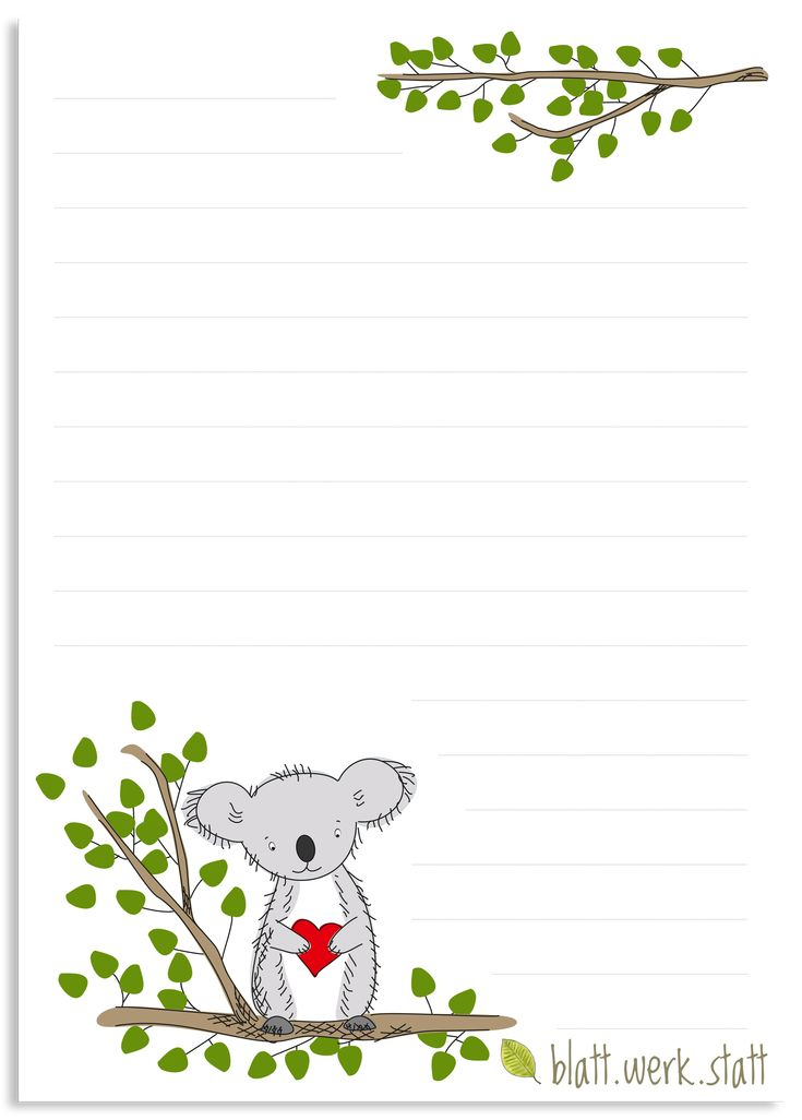 Briefpapier Koala Briefbogen A4 | Briefpapier, Briefpapier concernant Briefpapier Ausdrucken