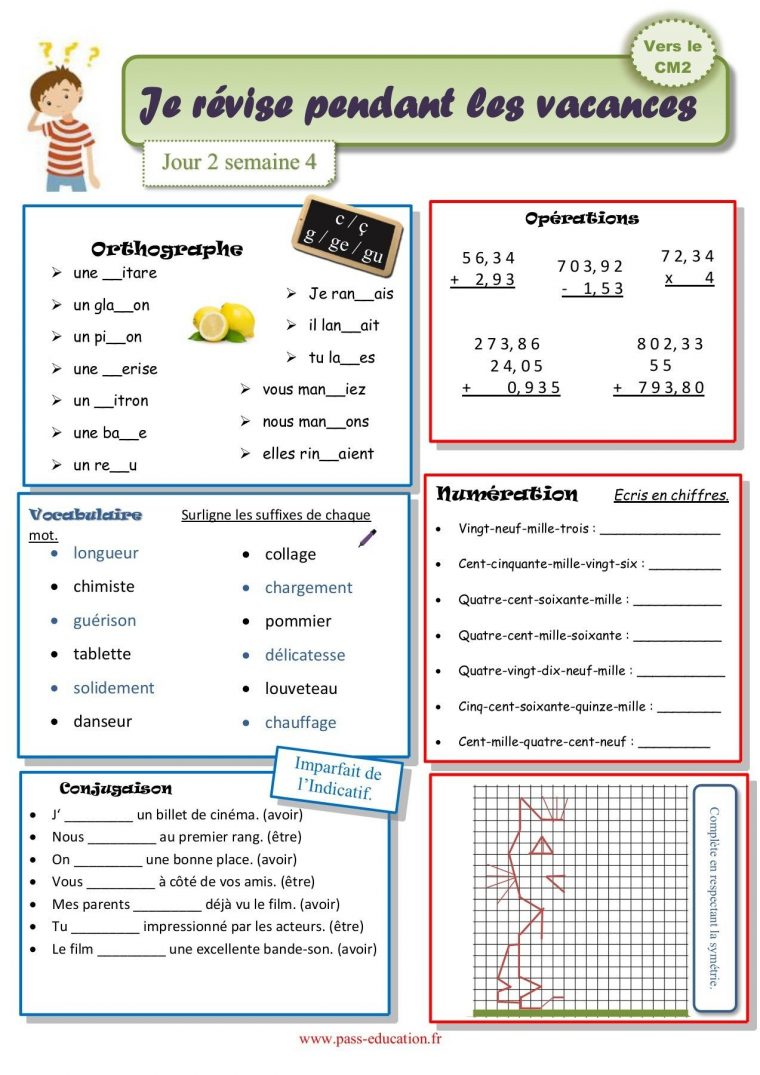 Cahier De Vacances Gratuit À Imprimer – Cm1 Vers Le Cm2 à Cahier De Vacances Gratuit A Imprimer