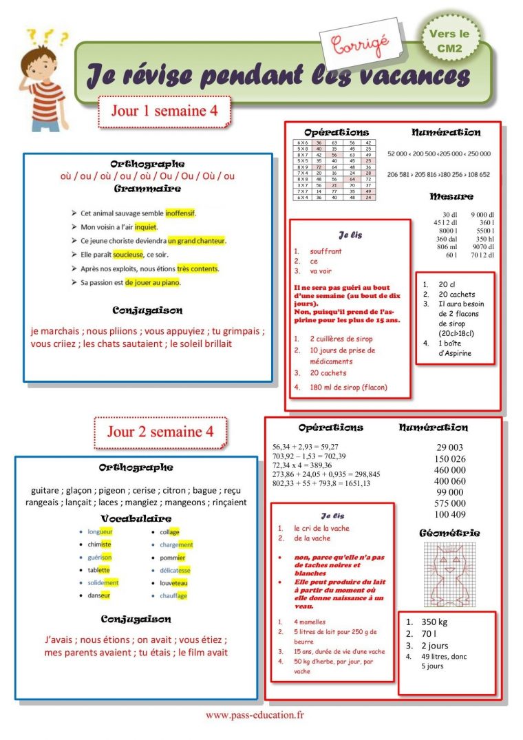 Cahier De Vacances Gratuit À Imprimer – Cm1 Vers Le Cm2 destiné Cahier De Vacances Gratuit A Imprimer