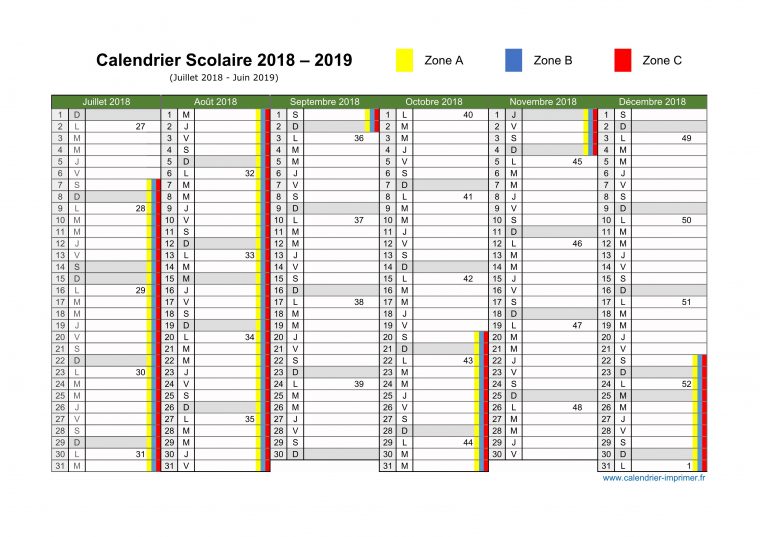 Calendrier Scolaire 2018 2019 A Telecharger Calendrier tout Calendrier Scolaire 2017 2018 Excel