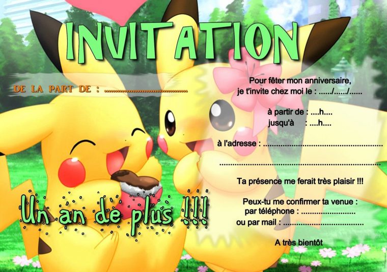 Carte Anniversaire Pokemon À Imprimer Gratuite concernant Invitations Anniversaire À Imprimer