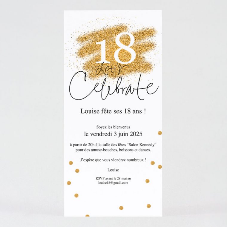 Carte D'Invitation Anniversaire Ado Chic À Paillette encequiconcerne Invitation Anniversaire Fille