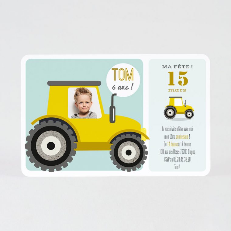 Carte D'Invitation Anniversaire Enfant Tracteur – Fête concernant Carte Invitation Anniversaire