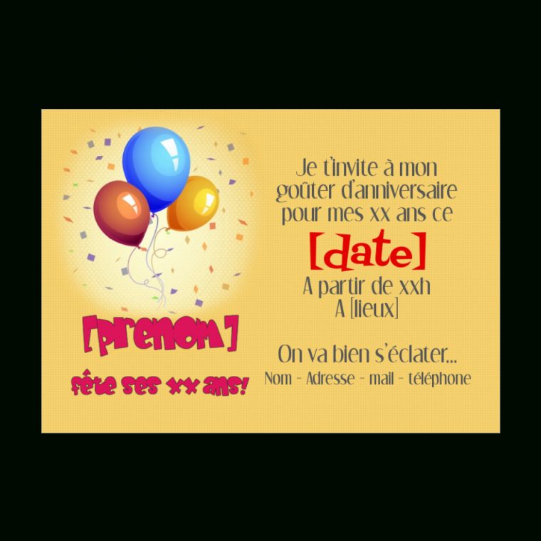 Carte Invitation Anniversaire Enfant Ballon Gratuit À destiné Invitation Anniversaire A Imprimer