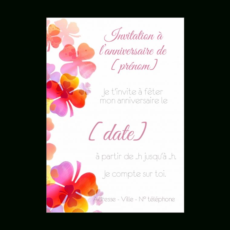 Carte Invitation Anniversaire Fleur Rose Mauve Gratuit À pour Carton Invitation Anniversaire Gratuit À Imprimer