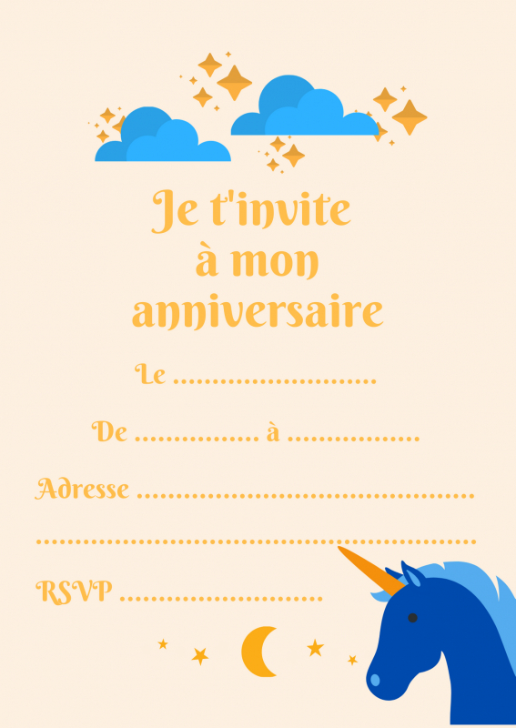 Carte Invitation Anniversaire Licorne – 4 encequiconcerne Carte À Imprimer Anniversaire