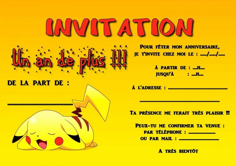 Carte Invitation Anniversaire Pokemon À Imprimer Gratuite serapportantà Carte Invitation Anniversaire Fille Gratuite À Imprimer