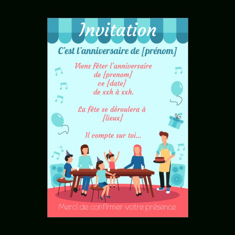 Carte Invitation Anniversaire Repas Enfant Gateau Gratuit à Invitation Gratuite À Imprimer