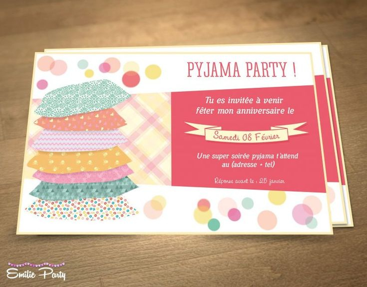 Carte Invitation Soirée Pyjama : Carte Invitation Soirée dedans Invitation Anniversaire Fille