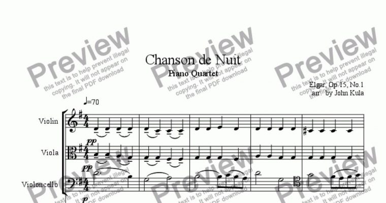 Chanson De Nuit – Piano Quartet – Download Sheet Music Pdf dedans Tablature Douce Nuit