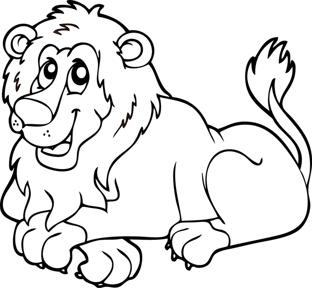 Coloriage À Imprimer  Un Lion Couché pour Coloriage Lionceau