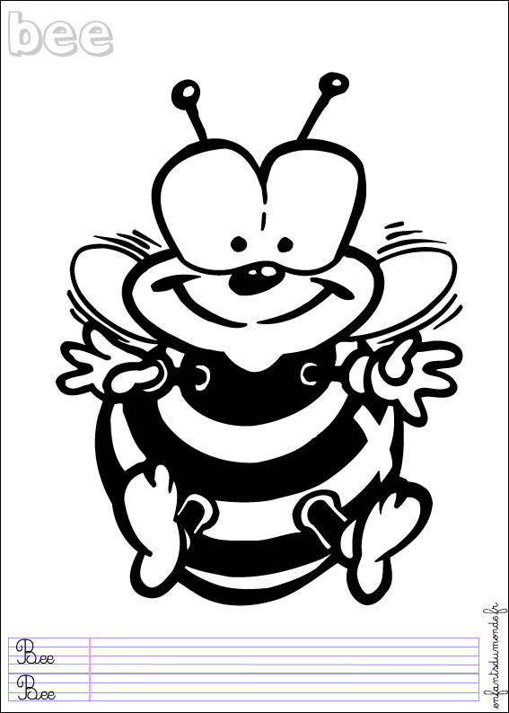 Coloriage Abeille Qui Fait Rire Dessin Gratuit À Imprimer pour Dessin Abeille Stylisée