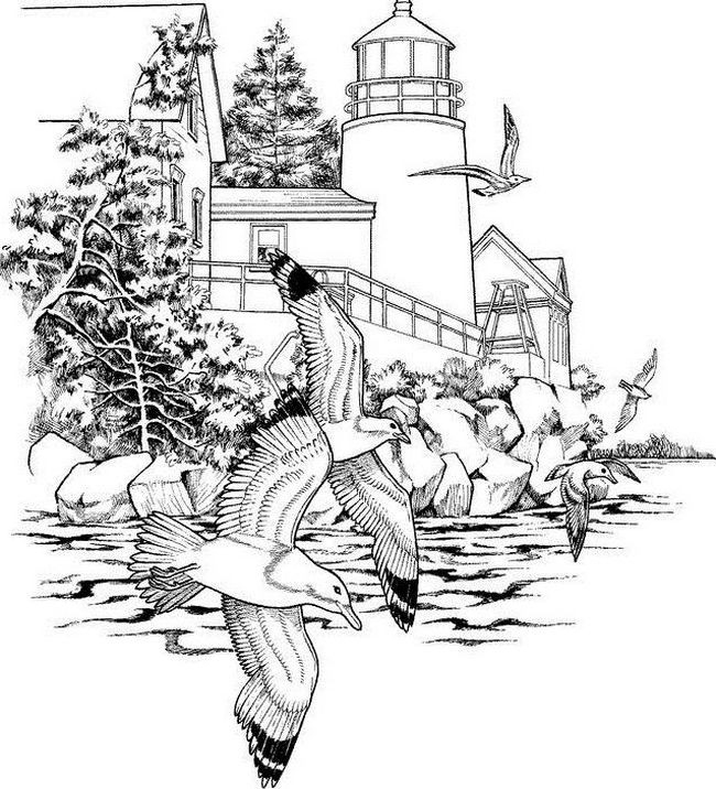 Coloriage Adulte Paysage De Phare Dessin Gratuit À Imprimer avec Coloriage De Paysage