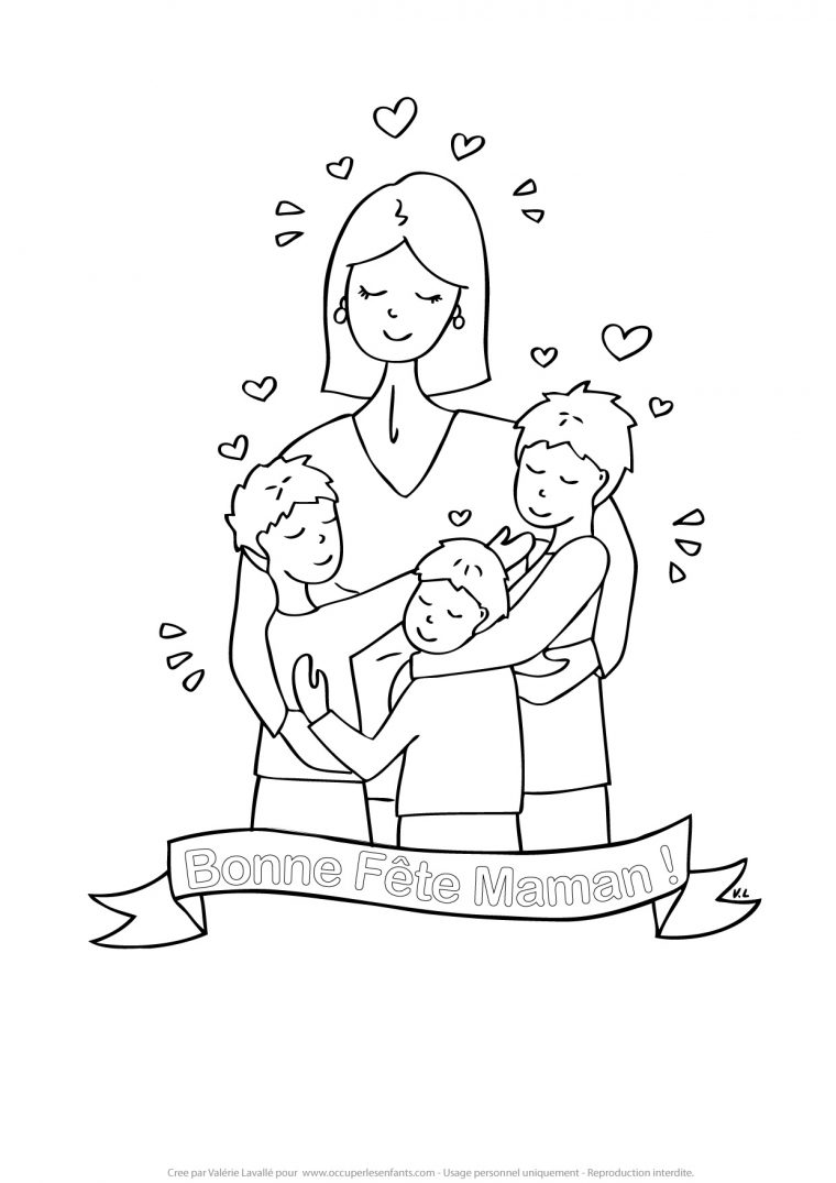 Coloriage Bonne Fete Maman De 3 Garçons – Occuper Les Enfants avec Coloriage Pour Garçon