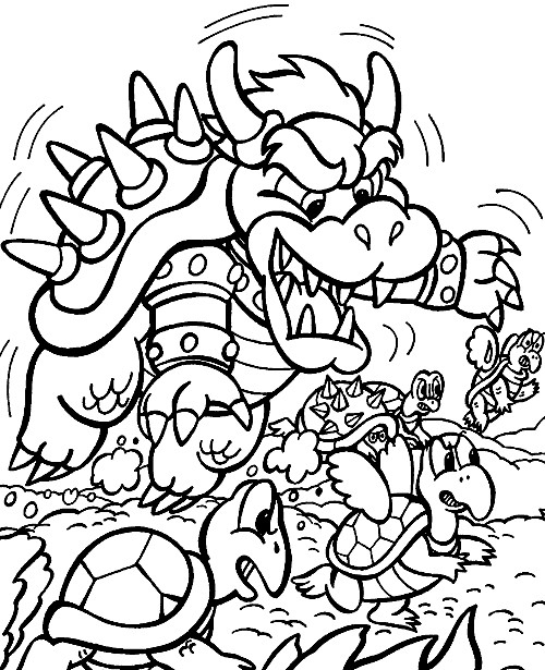 Coloriage Bowser Et Les Koopa Troopa Dessin Gratuit À Imprimer concernant Coloriage Bowser Junior