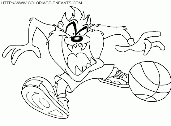 Coloriage Bugs Bunny Le Diable De Tasmanie Au Football À concernant Dessin De Diable Facile