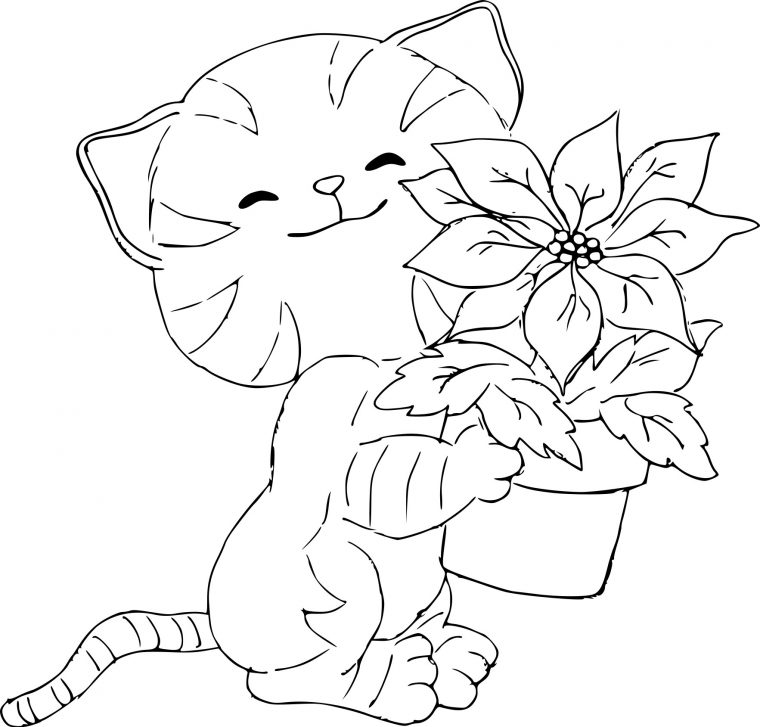 Coloriage Chaton Et Fleurs À Imprimer Sur Coloriages tout Coloriage Chiot Et Chaton