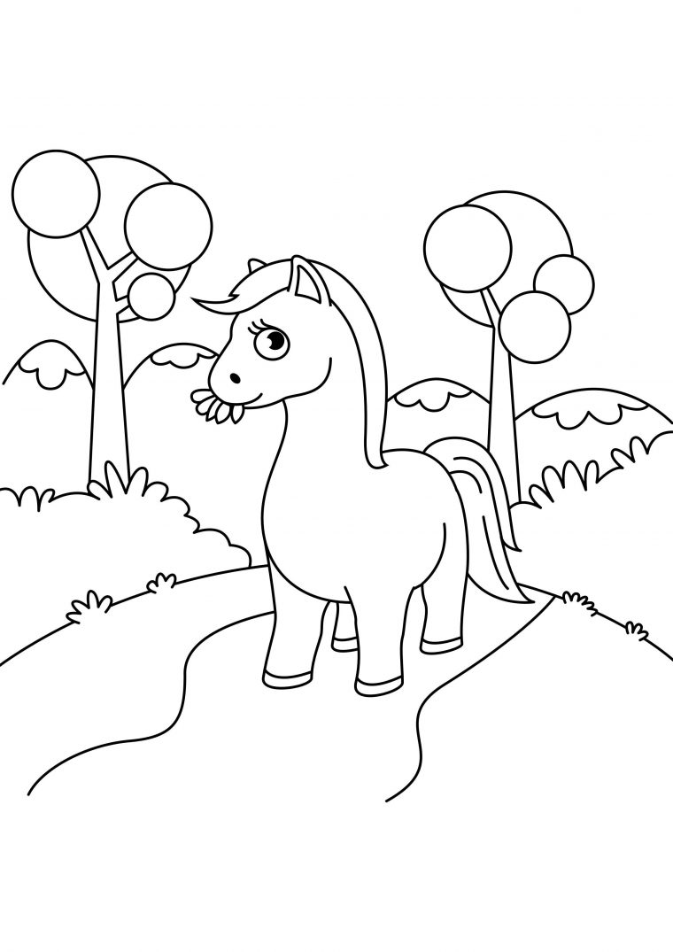 Coloriage Cheval Dans La Forêt – Coloriages Gratuits À destiné Coloriage Cheval Dressage