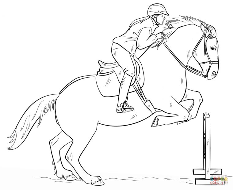 Coloriage – Cheval Sautant Avec Un Cavalier | Coloriages À encequiconcerne Coloriage Cavaliere