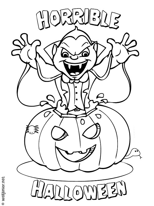 Coloriage Citrouille D'Halloween Et Dracula Dessin Gratuit à Dessin De Diable Facile