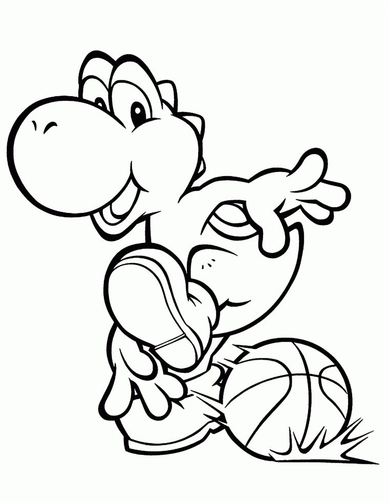 Coloriage De Basketball Pour Enfants – Coloriage encequiconcerne Yoshi A Imprimer