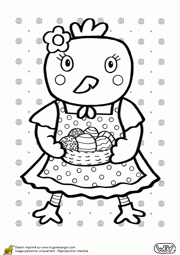 Coloriage De Madame Poule Et De Ses Œufs De Pâques serapportantà Dessin De Coloriage