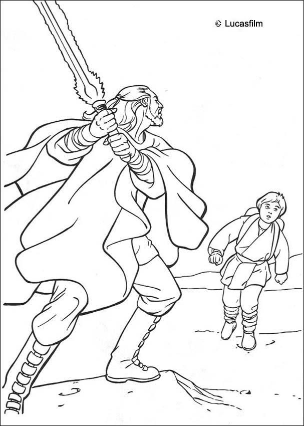 Coloriage De Star Wars Qui Gon Jin Et Anakin Skywalker. Un destiné Dessin Gon A Imprimer