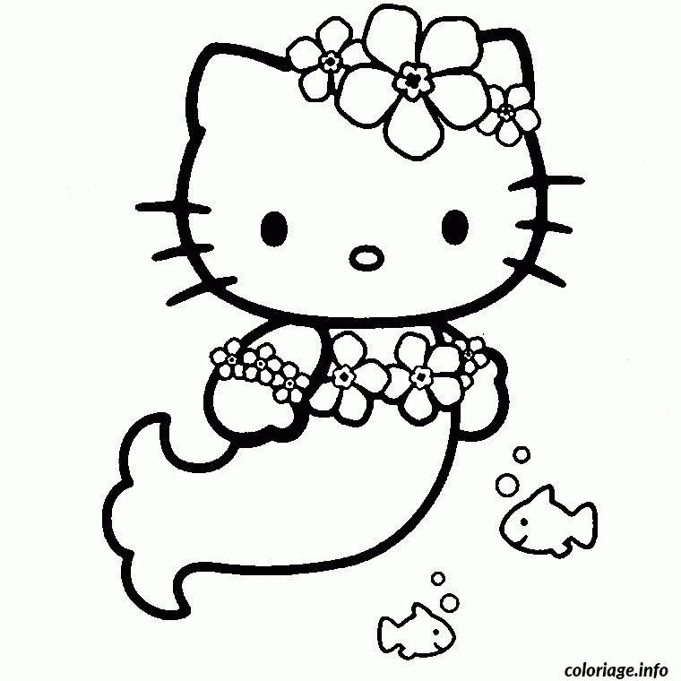 Coloriage Dessin Hello Kitty 18 À Imprimer | Coloriage avec Hello Kitty Sirène