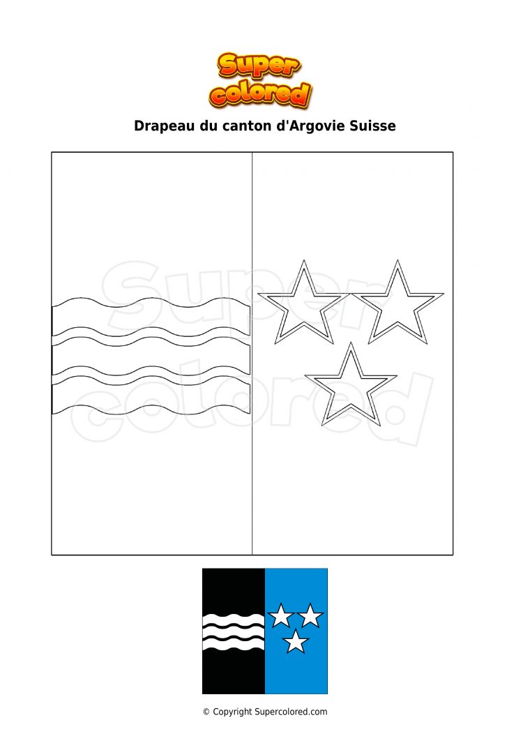 Coloriage Drapeau Du Canton D'Argovie Suisse dedans Drapeau Suisse Coloriage