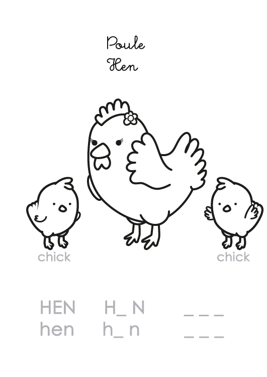 Coloriage En Anglais : Hen – Poule destiné Coloriage En Anglais