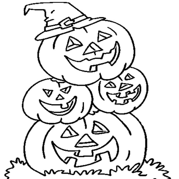 Coloriage Famille Citrouille D'Halloween En Ligne Gratuit dedans Dessin Citrouille D Halloween