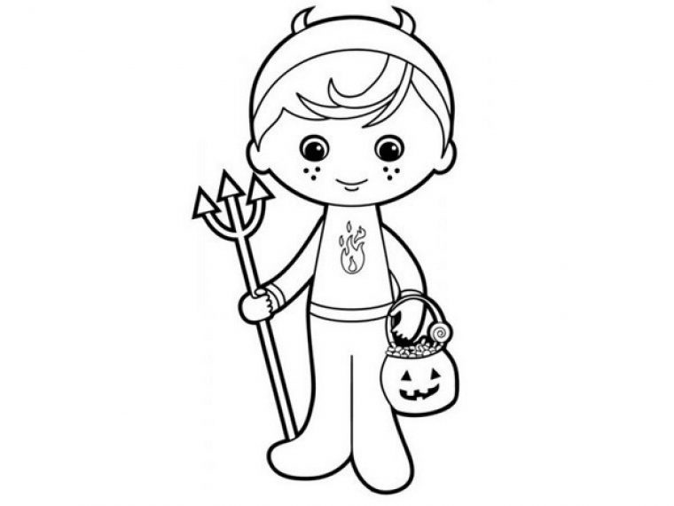 Coloriage Halloween : Le Petit Diable à Coloriage De Diable