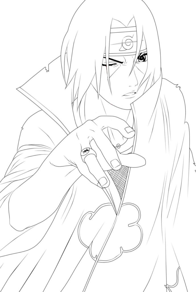 Coloriage Itachi Uchiha . Coloriage Gratuit À Imprimer concernant Coloriage Akatsuki