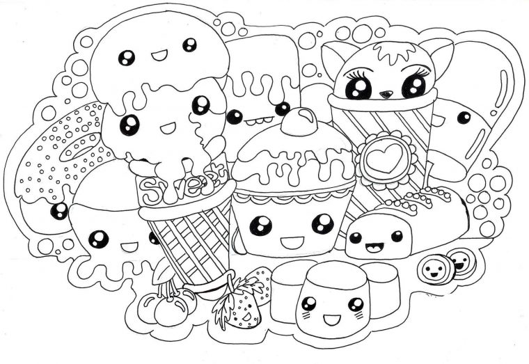 Coloriage Kawaii. Imprimer Des Caractères Inhabituels tout Dessin A Imprimer Kawaii