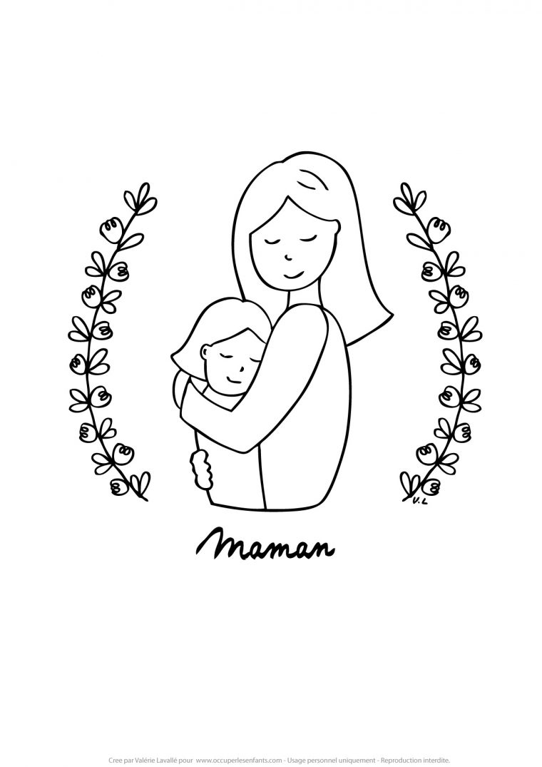 Coloriage Maman Et Sa Fille – Occuper Les Enfants serapportantà Coloriage Chaton Et Sa Maman