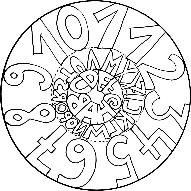 Coloriage Mandala Chiffres Et Lettres À Imprimer avec Coloriage Chiffres